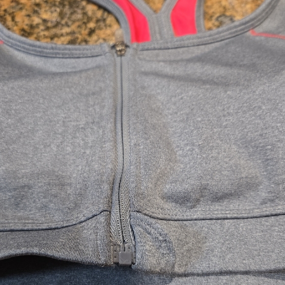 Ideology Zip-Front Gray and Pink Sports Bra - Picture 7 of 9